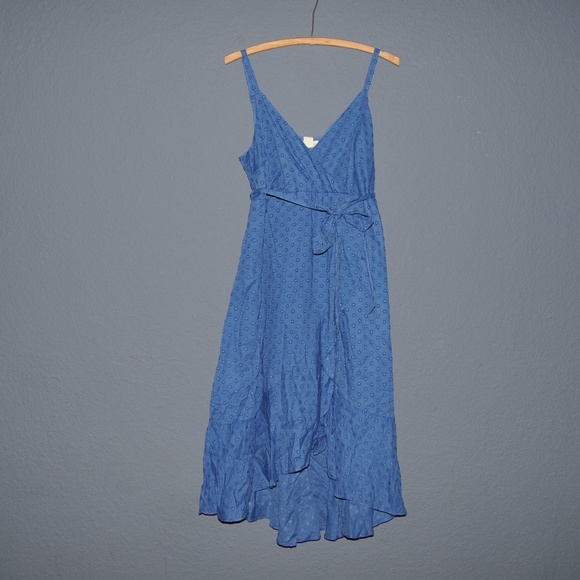 New MIMI Blue Flounce Maternity Wrap Dress NWT D9 - Picture 4 of 8